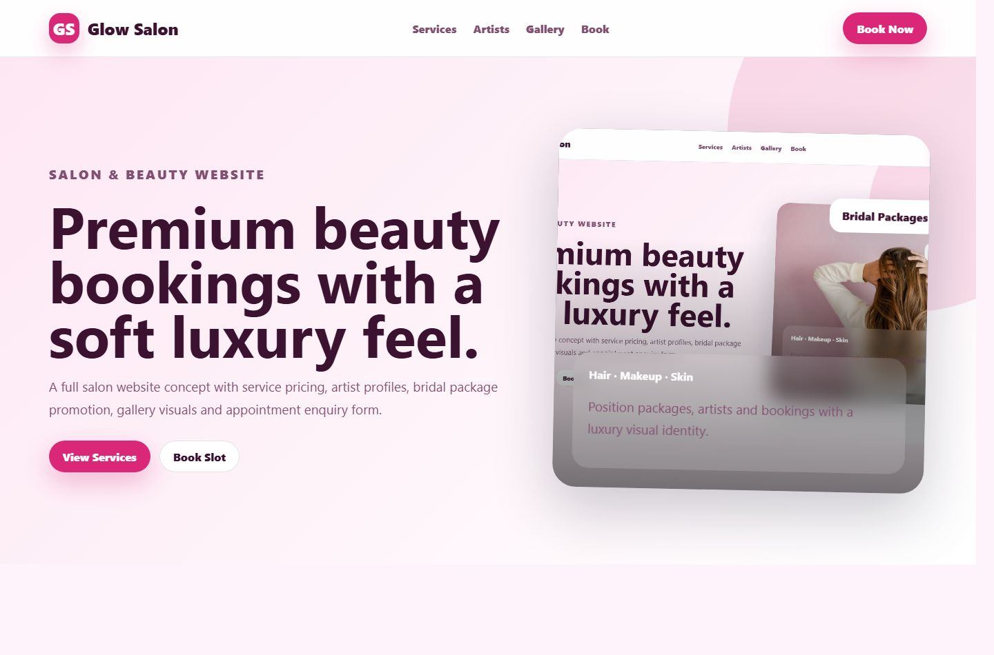 Glow Salon Website preview