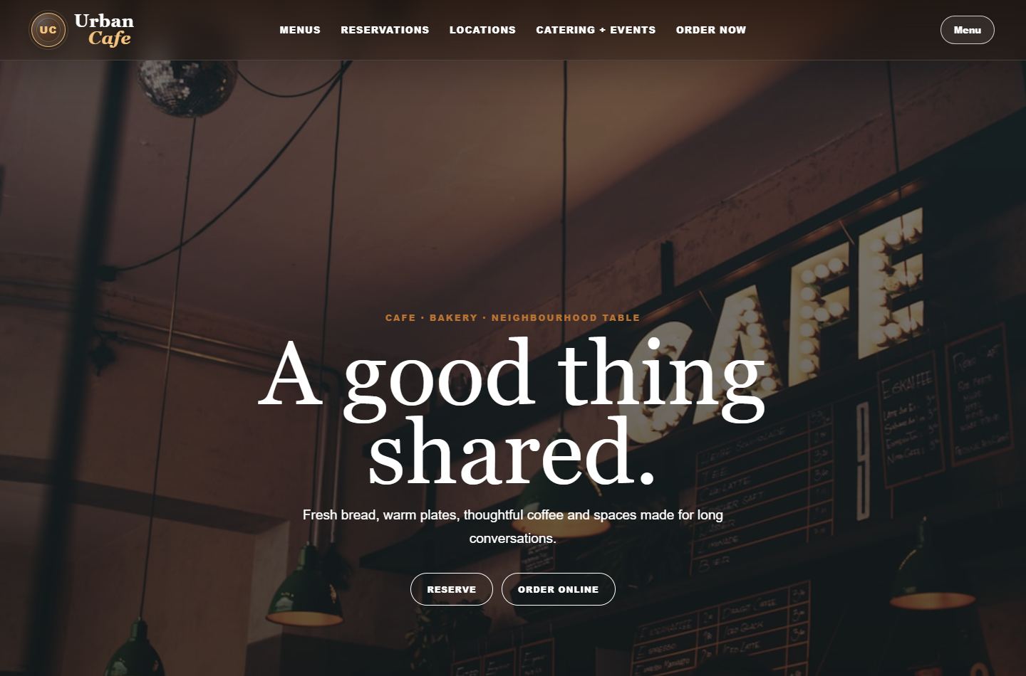 Urban Cafe Website preview